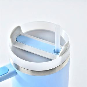 Bouteille isotherme en acier inoxydable de 40 oz avec logo personnalisé, tasse à café de voyage pour voiture avec poignée et couvercle à paille – Vente en gros - Product Image 2