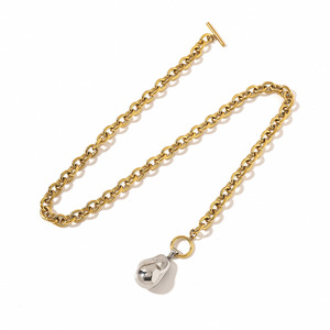 Collier en acier inoxydable avec pendentif perle baroque plaqué or 18 carats, fermoir OT, bijoux de mode pour les loisirs - Product Image 4