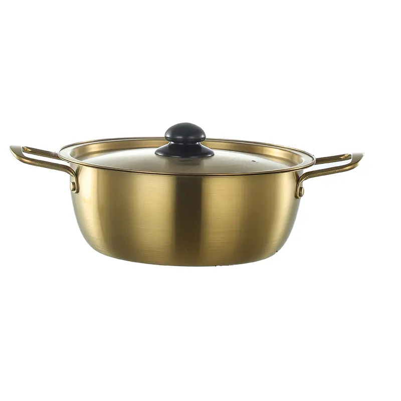 Kalınlaşmış altın gümüş paslanmaz çelik tencere Ramen tencere seti yapışmaz tencere mutfak Pot seti