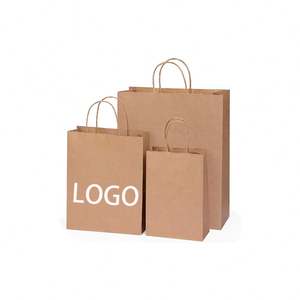 ถุงกระดาษคราฟท์สีน้ำตาล - โลโก้สั่งทำได้ รีไซเคิลได้ สำหรับธุรกิจ ช้อปปิ้ง และบรรจุภัณฑ์เพื่อการส่งเสริมการขาย - Product Image 1