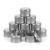 Boîte à bougies en étain argenté ronde avec logo personnalisé, boîte en métal vide avec couvercle pour bougies parfumées en cire de soja, cadeaux de mariage