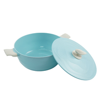 Casserole à soupe grande capacité en aluminium moulé sous pression avec revêtement céramique bleu antiadhésif pour cuisinière à gaz et à induction