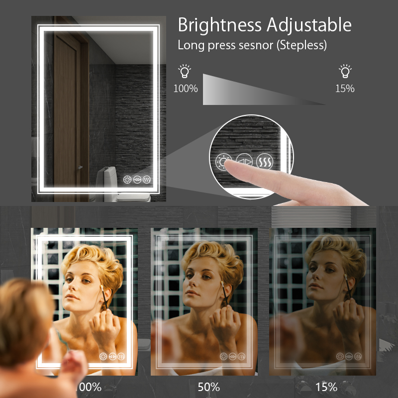 China Factory Wholesale Waterproof Wall Mounted LED Bathroom Mirror  Amazon Hot Sale Bath Mirror