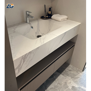 Lavabos en pierre frittée grise de luxe ZGSTONE, surface polie/mate, lavabo en pierre artificielle, lavabo intégré pour salle de bain - Product Image 4