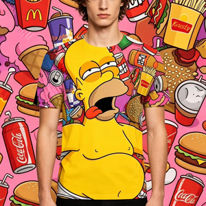 T-shirt d'été décontracté pour homme à manches courtes, respirant, coupe ample, avec impression 3D personnalisée des <span class=keywords><strong>Simpsons</strong></span>, vente en gros à bas prix. - Product Image 1