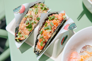 Porta Tacos de Sushi de Caña de Azúcar, con Etiqueta Personalizada, Ecológico, Compostable, Biodegradable, para Llevar - Product Image 2