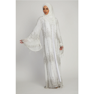 Vestido de novia musulmán LEDUO hecho a mano con bordado de cristal, mangas acampanadas, diseño de borlas, abaya para mujer, vestido musulmán. - Product Image 1