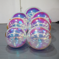 Décoration boule de miroir gonflable Disco colorée boule de miroir gonflable boule d'argent géante gonflable pour la location de fête