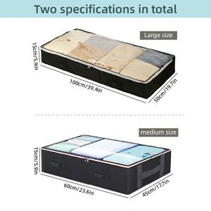 Nouveau sac de rangement sous le lit pour couettes, en tissu non tissé épais, grande capacité, pour couvertures, vêtements et couettes, avec PVC transparent - Product Image 2