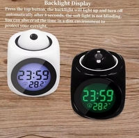 Jam Alarm Meja Mini Elektronik LCD Digital dengan Proyeksi Laser dan Suara untuk Anak-anak, Dilengkapi Proyektor Waktu
