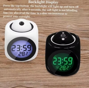 Trẻ em cạnh giường ngủ nhỏ Máy tính để bàn điện tử <span class=keywords><strong>LCD</strong></span> kỹ thuật số laser chiếu nói chuyện thời gian bảng đồng hồ báo thức với thời gian chiếu - Product Image 6