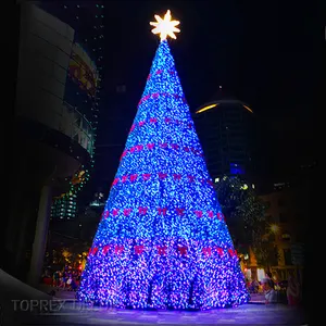 大型户外圣诞树毡个性化rgb可编程金属框架圣诞树，带发光二极管灯