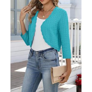 Bolero de mujer, cárdigan corto de ganchillo, manga 3/4, ligero, tejido, cárdigan de verano para vestido, estilo casual - Product Image 3