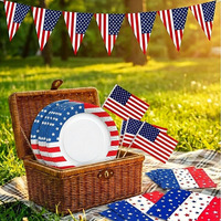 Ensemble pour la fête de l'indépendance américaine, fournitures de fête du 4 juillet, vaisselle, décorations, assiettes jetables, serviettes, nappe, bannière, drapeaux