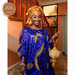 Robe <span class=keywords><strong>Boubou</strong></span> Dashiki Africaine en Bazin Riche Imprimé Parfumé de Qualité Supérieure, Tenue Traditionnelle Originale du Mali pour Mariage - Product Image 4