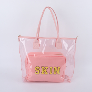 <b>Hot</b> Selling Women's Large Capacity Clear PVC Tote <b>Bag</b> Waterproof Summer Autumn Winter Beach Handbag Custom Travel Embroidery - Product Image 5
