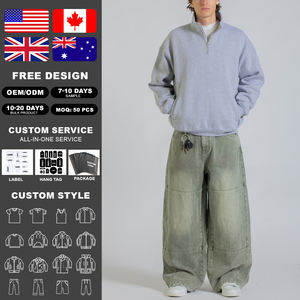 Sudadera KingSen personalizada gris claro con cuello alto y cremallera de un cuarto, para hombre, de algodón suave y grueso, ecológica. - Product Image 2