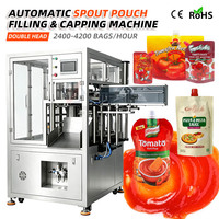 Machine automatique de remplissage et de bouchage de sachets souples à bec verseur pour sauces liquides, pâtes de tomates et ketchup