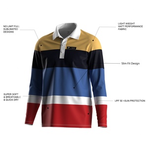 เสื้อโปโลรักบี้ลายทางทันสมัย ผ้ากันเหงื่อ ทรงสปอร์ต เหมาะสำหรับการฝึกซ้อมและกิจกรรมกลางแจ้ง - Product Image 6