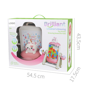 Bgl 2-in-1 giáo dục hai mặt xây dựng khối vẽ bảng phim hoạt hình thỏ thiết kế nhựa đứng đồ chơi cho trẻ em 2 4 tuổi - Product Image 6