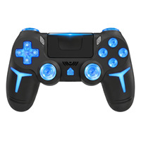 Manette de jeu sans fil pour PS4 avec lumière RVB, double vibration, six axes, compatible PC et Steam