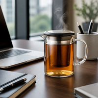 Mug à thé en verre borosilicate de 500 ml avec infuseur en acier inoxydable amovible et couvercle, tasse à thé en verre résistant à la chaleur pour le thé