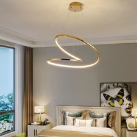 Lustre LED Moderne Simple Élégant Luxe Nordique en Acier Inoxydable Doré à Hauteur Réglable pour Salon et Chambre à Coucher