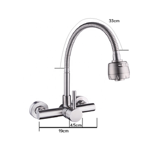 Grifo <span class=keywords><strong>de</strong></span> fregadero <span class=keywords><strong>de</strong></span> cocina <span class=keywords><strong>de</strong></span> acero inoxidable 304, mezcladores fríos y calientes duraderos con un solo Mango, diseño moderno, Grifo Flexible montado en <span class=keywords><strong>la</strong></span> pared - Product Image 5