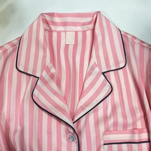 Customized High Quality Wholesale Plus Size Striped <strong>Pyjamas</strong> <strong>Ladies</strong> Women's <strong>Silk</strong> Satin Two Piece Sleepwear Pajamas Sets for Women - Product Image 4