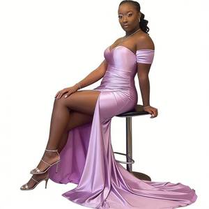 <span class=keywords><strong>Robe</strong></span> de demoiselle d'honneur en satin élastique à épaules dénudées, traîne balayante, fente latérale, <span class=keywords><strong>robe</strong></span> de soirée de <span class=keywords><strong>mariage</strong></span> élégante, couleur personnalisée - Product Image 6