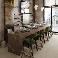 Idées de décoration modernes pour salon de beauté, mobilier de salon de coiffure de luxe sur mesure, table de manucure en bois pour salon de beauté