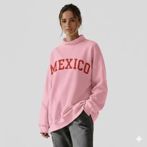 Sudadera Casual de Manga Larga con Hombros Caídos y Cuello Alto para Mujer, Personalizable con Logotipo, Dropship - Product Image 1