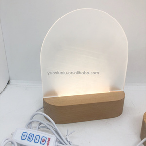 Tự làm tùy chỉnh tròn hình bầu dục hình chữ nhật gỗ ánh sáng ban đêm cơ sở 3D LED đèn hình chữ nhật Acrylic sáng tạo cơ sở giao diện USB - Product Image 5