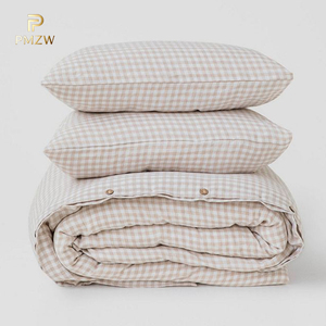 Lenzuolo Piatto in Lino 100% Stonewashed a Reticolo 300TC, Ecologico, Antistatico, Stile Moderno, Kit Matrimoniale a Quattro Pezzi per la Casa - Product Image 5