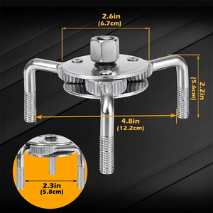 Outil de réparation automobile Podofo ODM réglable 76mm-140mm, clé de démontage de filtre à huile à tête ronde à 3 griffes pour une dépose efficace - Product Image 5