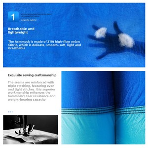 <span class=keywords><strong>Hamac</strong></span> double en tissu parachute polyamide, 2 <span class=keywords><strong>places</strong></span>, 270*145cm, ultra-léger, portable, anti-retournement, robuste, 500jin - Product Image 4