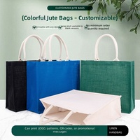 Sacs fourre-tout en jute vierges personnalisables en gros, colorés, portables, écologiques, blancs, pour le shopping, l'emballage, les cadeaux et la plage