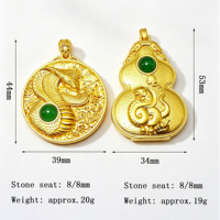 Pendentif Serpent et Gourde en Alliage de Zinc Plaqué Or 18K, Incrusté de Résine, Style Ethnique Chinois Vintage pour la Fabrication de Bijoux