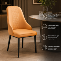 Nordischer Luxus-Esszimmerstuhl mit Ergonomischer Rückenlehne & Kohlenstoffstahl-Beinen - Verschleißfestes PU-Leder für Zuhause, Restaurant
