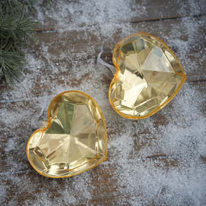 LINGKAI Glossy Diamond Cut Heart Shape Plastic Bauble Xmas <b>Tree</b> <b>Ornaments</b> for Holiday Window Display Decor - Product Image 3
