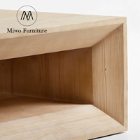 Table basse rectangulaire en bois de pin naturel de style nordique, design moderne et personnalisé pour salon, avec étagère, table à thé contemporaine