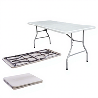 Table pliante en plastique HDPE et fer blanc de 6 pieds pour mariage, fête, événement, moderne, imperméable, pour l'extérieur