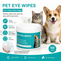 Lingettes pour les yeux des animaux de compagnie en vrac, en tissu non tissé texturé perlé, avec technologie de nettoyage en profondeur, pour les taches de larmes tenaces et les excréments faciaux
