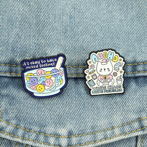 Épingles en émail sur le thème de la neurodiversité, émotions mixtes, chat mignon, TDAH, santé mentale, broche, badge de revers, vente en gros - Product Image 1