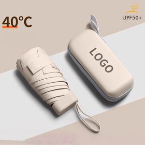 Parapluie capsule portable mini pour cadeaux de mariage, petites commandes et logo personnalisé acceptés, parapluie anti-pluie et anti-UV personnalisé avec étui - Product Image 1