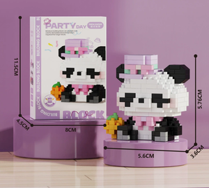 Chapeau pastel mignon Panda & Citrouille Micro Blocs de construction - 238 pièces Mini briques Jouet pour un assemblage amusant en <span class=keywords><strong>DIY</strong></span> - Product Image 1