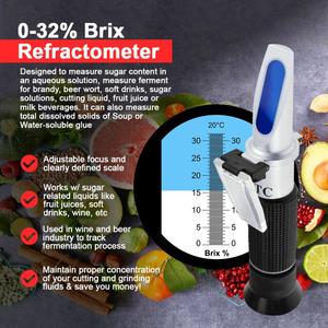 Réfractomètre Brix universel portable à succès – Testeur de teneur en sucre ATC pour bière, moût, vin, fermentation, jus de fruits (0-32%) - Product Image 1
