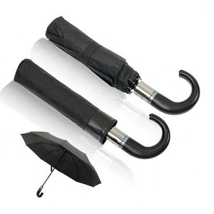 Parasol automatique anti-UV personnalisé avec logo, poignée incurvée, pliable, pour la pluie - Product Image 1