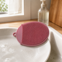HL-HI106 Brosse de nettoyage double face en silicone avec oreilles de suspension 15x10x2.3cm 58g Éponge de cuisine pour le nettoyage des vaisselles, des bols, des casseroles et des poêles