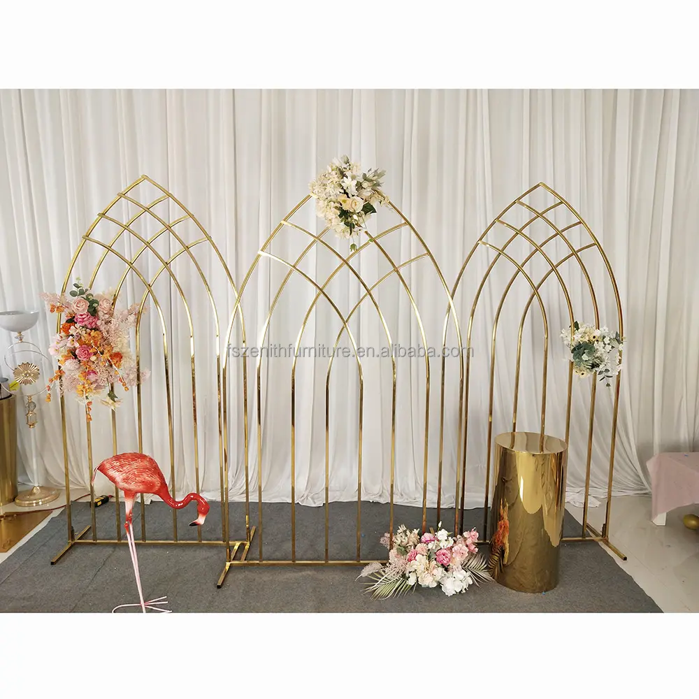 Tampilan Bunga Besi Tahan Karat Mewah Murah Latar Belakang Elegan untuk Dekorasi Pesta Pernikahan